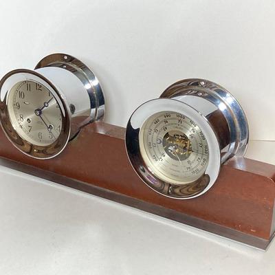 LOT 182: Seth Thomas Helmsman Chrome Ship’s Bell and Barometer Model # E537-007