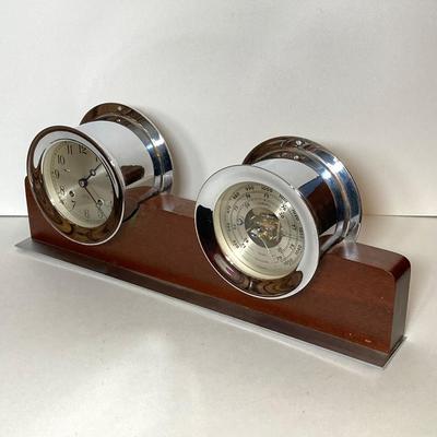 LOT 182: Seth Thomas Helmsman Chrome Ship’s Bell and Barometer Model # E537-007