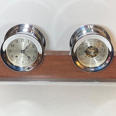 LOT 182: Seth Thomas Helmsman Chrome Ship’s Bell and Barometer Model # E537-007