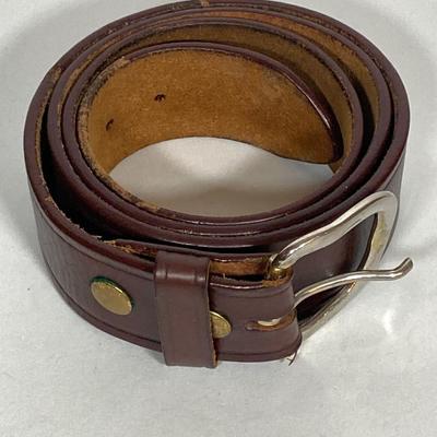 LOT 183: Pete Kershaw Belt Buckle with Leather Belt, Cabela’s Leather Belt with Collection of Whistles, Compass, Pocket Knives and More