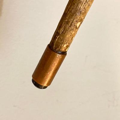 LOT 184: Vintage Walking Sticks/Canes: Brass Handled Mermaid, Stacked Horn/Antler Rings & Wooden