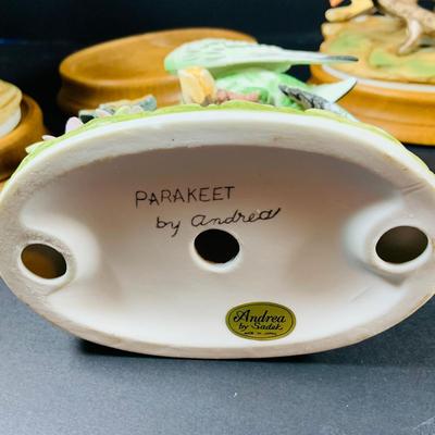 LOT:190: Collection of (3) Andrea by Sadak Birds Figurines - Cardinal, Parakeet and Blue Bird