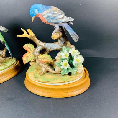 LOT:190: Collection of (3) Andrea by Sadak Birds Figurines - Cardinal, Parakeet and Blue Bird