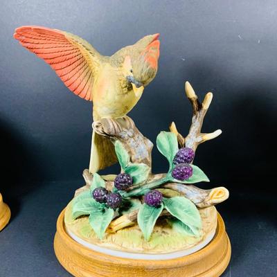 LOT:190: Collection of (3) Andrea by Sadak Birds Figurines - Cardinal, Parakeet and Blue Bird