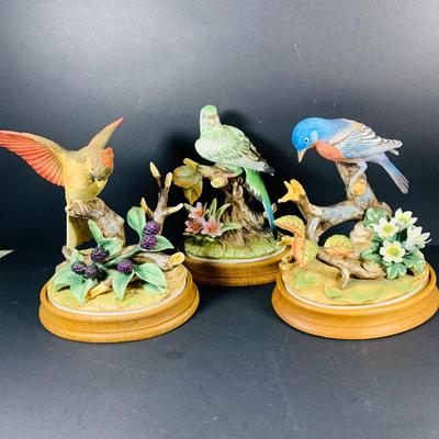 LOT:190: Collection of (3) Andrea by Sadak Birds Figurines - Cardinal, Parakeet and Blue Bird