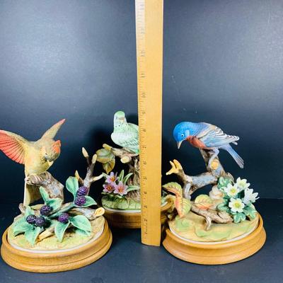 LOT:190: Collection of (3) Andrea by Sadak Birds Figurines - Cardinal, Parakeet and Blue Bird