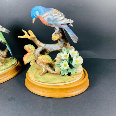 LOT:190: Collection of (3) Andrea by Sadak Birds Figurines - Cardinal, Parakeet and Blue Bird