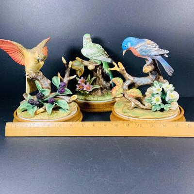 LOT:190: Collection of (3) Andrea by Sadak Birds Figurines - Cardinal, Parakeet and Blue Bird