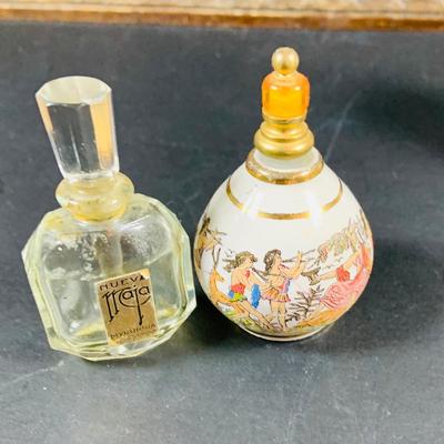 LOT:191: Wooden Display Case w/Asian Inspired Miniature Vases & Bottles and Painted Egg Shells and More