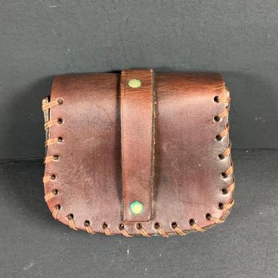 LOT:193: Collection of Hand Crafted Leather Pouches, Purses , Cases and More