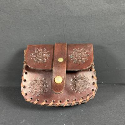 LOT:193: Collection of Hand Crafted Leather Pouches, Purses , Cases and More