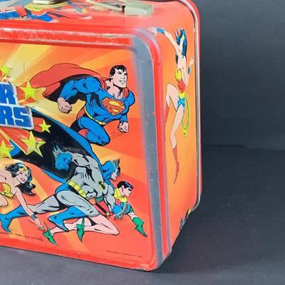 LOT:195: Aladdin "Super Powers" Metal Lunch Box with Superman, Batman and Wonder Woman - 1983