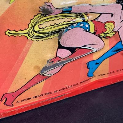 LOT:195: Aladdin "Super Powers" Metal Lunch Box with Superman, Batman and Wonder Woman - 1983