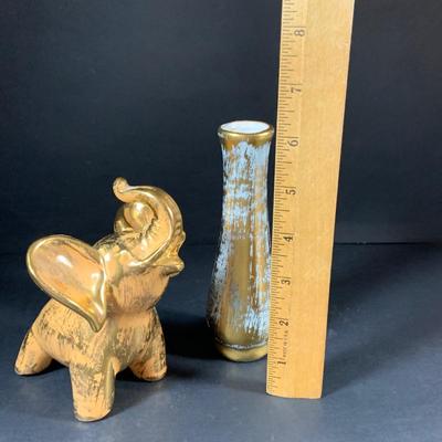 LOT:197: Stangl Humpty Dumpty Children's Plate, Stangle Gold-tone Elephant and Bud-vase, Silverplated Picture Frames and More