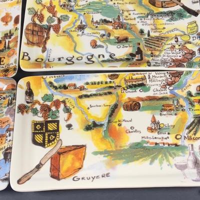 LOT:200: Set of (3) Wine Crates, (8) Etched Grape Glasses, (6) Serving Trays and Cheese Trays