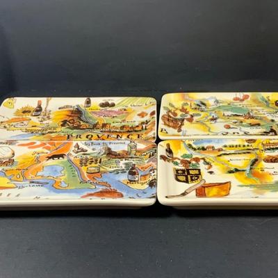 LOT:200: Set of (3) Wine Crates, (8) Etched Grape Glasses, (6) Serving Trays and Cheese Trays