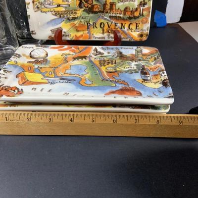 LOT:200: Set of (3) Wine Crates, (8) Etched Grape Glasses, (6) Serving Trays and Cheese Trays