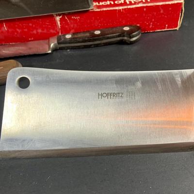 LOT:203: Collection of Knives and Cleavers and More Including Hoffritz Butcher's Knife and Cleaver and More