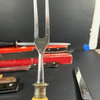 LOT:203: Collection of Knives and Cleavers and More Including Hoffritz Butcher's Knife and Cleaver and More