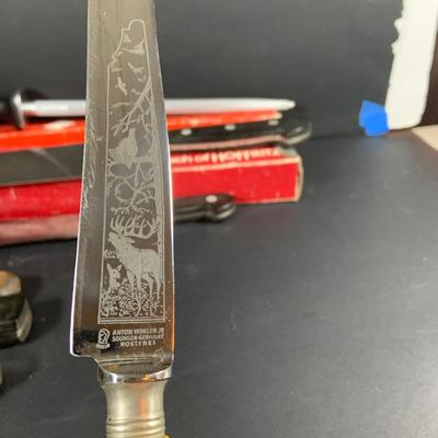 LOT:203: Collection of Knives and Cleavers and More Including Hoffritz Butcher's Knife and Cleaver and More