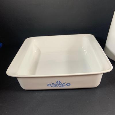 LOT:205: Corningware Blue Cornflower Baking Dishes and Coffee Pots