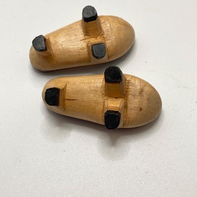 LOT 244: Vintage Wooden Shoe Folk Art Collection - Two Pair of Hand Crafted and Adorable Spanish Dolls