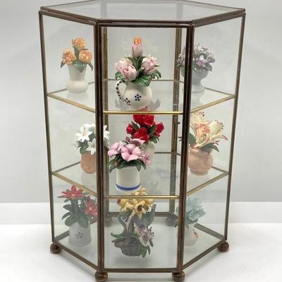 LOT 245: "The Flowers of the Year" Miniatures Collection in Glass Display