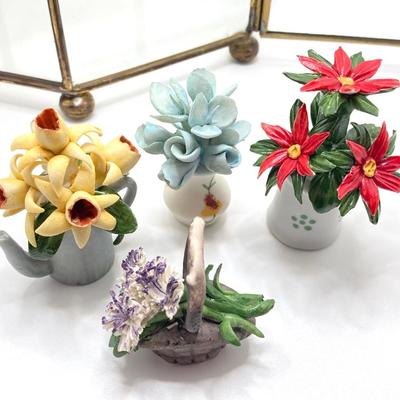 LOT 245: "The Flowers of the Year" Miniatures Collection in Glass Display