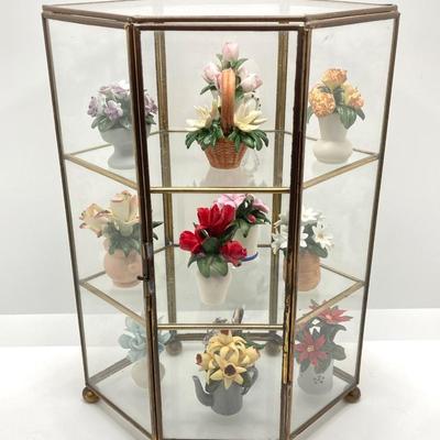 LOT 245: "The Flowers of the Year" Miniatures Collection in Glass Display