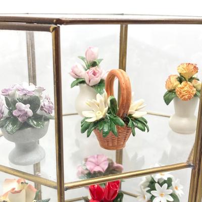 LOT 245: "The Flowers of the Year" Miniatures Collection in Glass Display