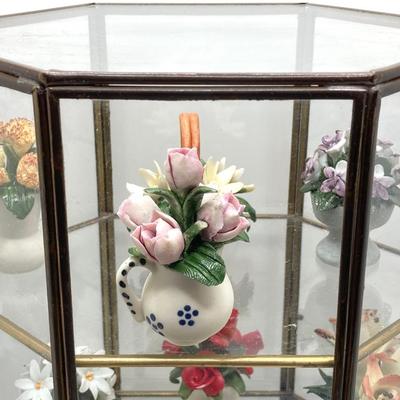 LOT 245: "The Flowers of the Year" Miniatures Collection in Glass Display