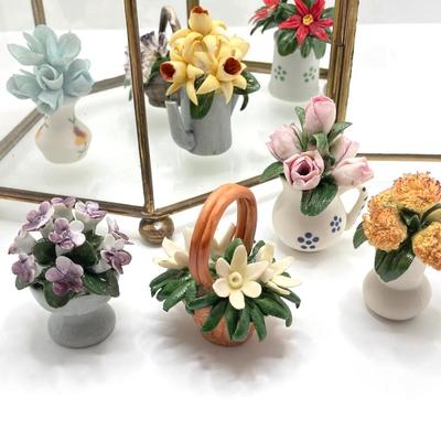 LOT 245: "The Flowers of the Year" Miniatures Collection in Glass Display