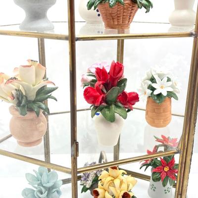 LOT 245: "The Flowers of the Year" Miniatures Collection in Glass Display