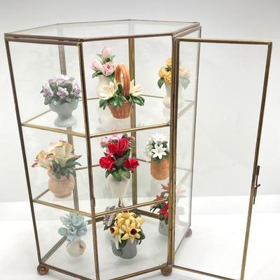 LOT 245: "The Flowers of the Year" Miniatures Collection in Glass Display