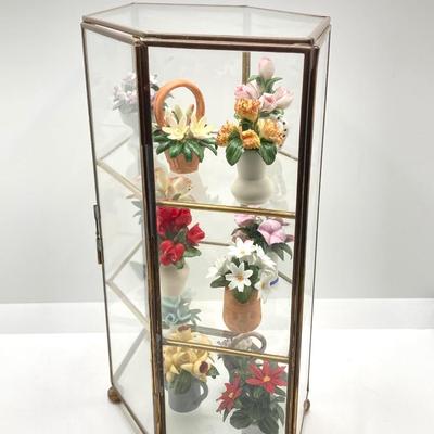 LOT 245: "The Flowers of the Year" Miniatures Collection in Glass Display