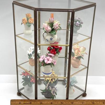LOT 245: "The Flowers of the Year" Miniatures Collection in Glass Display