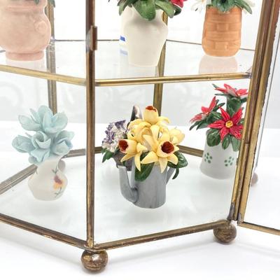 LOT 245: "The Flowers of the Year" Miniatures Collection in Glass Display