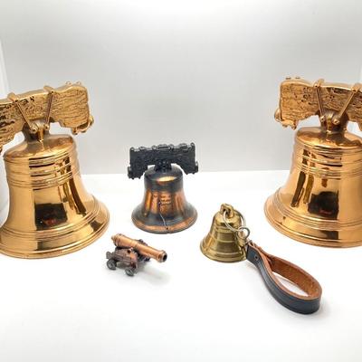 LOT 246: Liberty Bell Collection - Pair of Brass Bookends with Bicentennial Bells and More