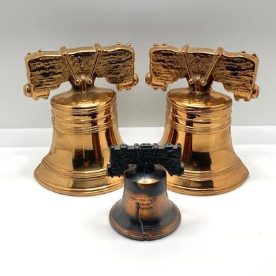 LOT 246: Liberty Bell Collection - Pair of Brass Bookends with Bicentennial Bells and More