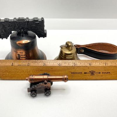 LOT 246: Liberty Bell Collection - Pair of Brass Bookends with Bicentennial Bells and More