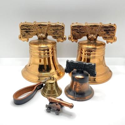 LOT 246: Liberty Bell Collection - Pair of Brass Bookends with Bicentennial Bells and More