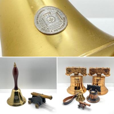 LOT 246: Liberty Bell Collection - Pair of Brass Bookends with Bicentennial Bells and More