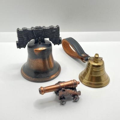 LOT 246: Liberty Bell Collection - Pair of Brass Bookends with Bicentennial Bells and More