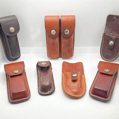 LOT 248: Large Collection of Leather Knife Sheaths - Sportmate, Kershaw and More