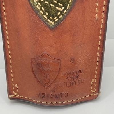 LOT 249: Three Leather Firearm Holders / Holsters, Doskocil Gun Case and Cleaning / Care Supplies (Outers Case) and More