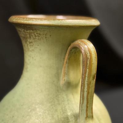 Green Ceramic Vase w/ Two Handles (1050-DZ)