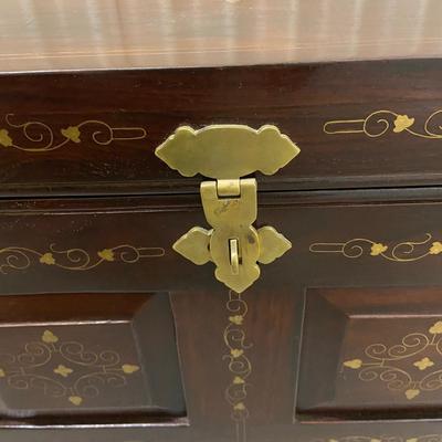 Small Wooden Chest with Golden Brass Inlay (1018CL-BM)