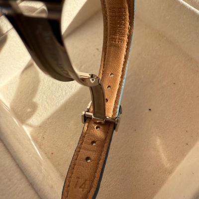 Jaeger-LeCoultre Reverso 18k White Gold Blue Crocodile Band Black Dial Face