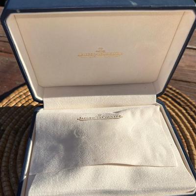 Jaeger-LeCoultre Reverso 18k White Gold Blue Crocodile Band Black Dial Face