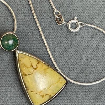 Genuine stones and Sterling silver pendant necklace
